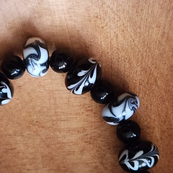 Blue Evil Eye Drop Earrings, & Beaded Bracelet, Swirl Pattern, Bead, Glass, BOHO - Picture 4 of 5